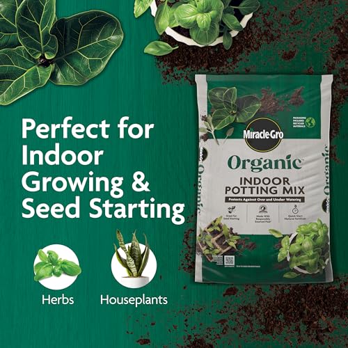 Image of Miracle-Gro Organic Indoor Potting Mix, 16 qt. | Protects Against Over & Under Watering, Planting Soil For Indoor Container Plants, Houseplants & Starter Plants, OMRI Listed