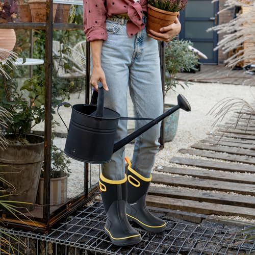 Showave Women's Rain Boots Mid Calf Waterproof Rubber Neoprene Boots with Easy Handles Mud Boots Outdoor Working Boots for Barn Garden Chore2