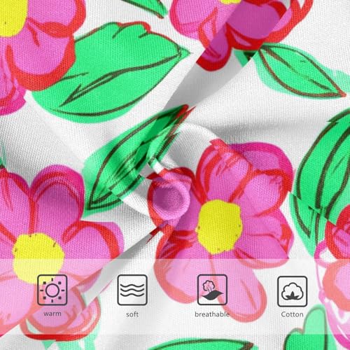 Cotton Toddler Underwear Custom Pink Flowers Green Leaves White Panties for Girl Flower Kids Undies Briefs 2t3