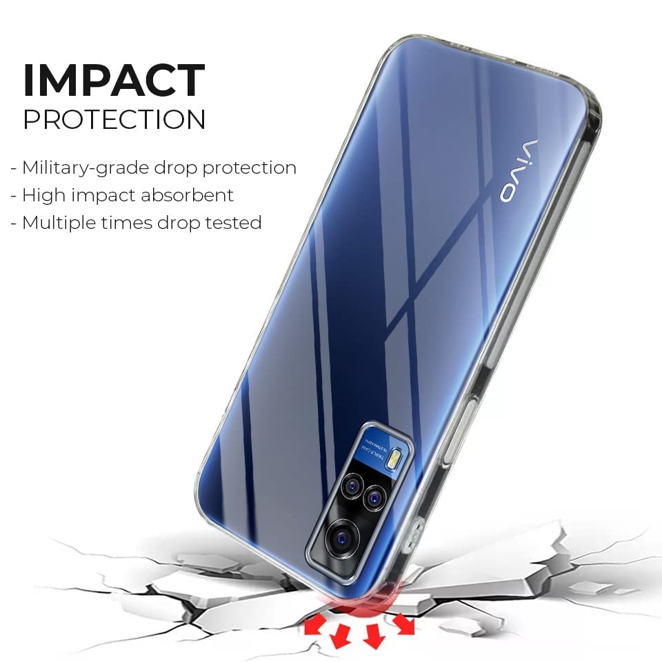Image of Jkobi Back Cover for Vivo Y51 (2020) (Silicone Clear Shockproof Case with Camera Protection | Soft and Flexible | Transparent)