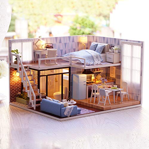 Cuteefun DIY Miniatur Puppenhaus Kit zum BAU Miniatur Haus mit Musik Staubschutz und Möbeln Selber Bauen Kreative… – Bild 3