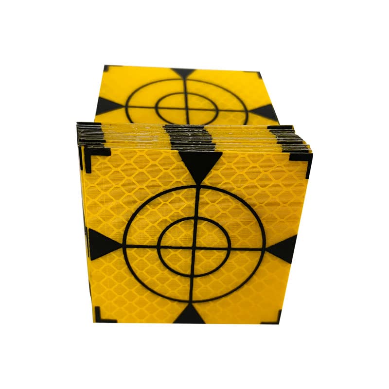 Genérico 100 Uds., 60x60mm, tamaño 20x20, 30x30, 40x40, 50x50 Mm, lámina reflectora para estación Total de topografía, Pegatina Reflectante Amarilla + Triangular (Color : 100PCS 50X50MM)