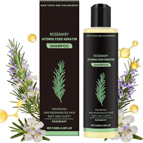 Champú De Romero Para El Crecimiento Del Cabello-100 Ml, Orgánico, Natural, Para La Caída Del Cabello, s-uaves Y Esponjosos,Fortalecedor Y Nutritivo Con Queratina Hidrolizada Para Hombres Mujeres