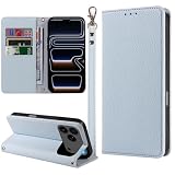 MINIKA いPhone17Pro ケース 手帳型 ストラップ付き 高級PUレザー iPhone 17 Pro 用 ケース 手帳型 アイフォン17pro 携帯カバー 耐衝撃 おしゃれ スマホケース カード収納 横置きスタンド機能 内蔵マグネット 開閉式 両面 360度 全面保護 上質な手触り 擦り傷防止 汗や指紋防止 耐汚れ（ブルー）