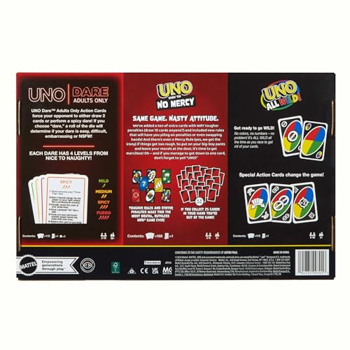 UNO All Wild, Show 'em No Mercy, Dare Adults Only 3 Card Game Bundle – Bild 3