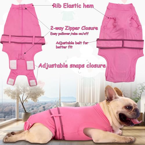 Image of Dog Female Spay Recovery Suit Large Pink,Male Neuter Surgery Recovery Shirt,Pink L
