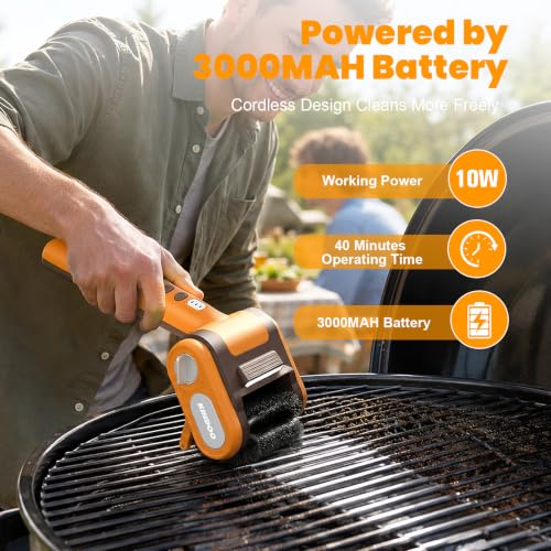 Image of Electric Grill Brush Bristle for Outdoor Grill, Grill Cleaning Brush Rechargeable BBQ Cleaner Brush Head,Safe Grill Brush with Scraper for Cast Iron Stainless-Steel Grates