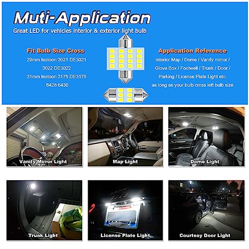 EBAIFUN LED Bulb DE3175 12V 29-31mm Pack 12 miniatura 5