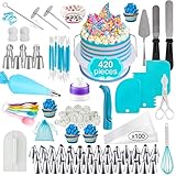 Kit de 420 Piezas para Decorar Pasteles Reposteria: espátulas, Utensilios de repostería, Accesorios para Decorar Pasteles, Manga pastelera para Fondant y boquillas.