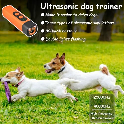 HuaMuDM Anti Bell Gerät Hunde,Ultraschall Hundeabwehr mit 3 Einstellbaren Frequenzen LED-Taschenlampe, Wiederaufladbar Antibell Ultraschall Gerät,für Kleine Große Hunde Innen Außenbereich Hund