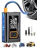 Tire Inflator Portable Air Compressor,Portable Tire Inflator for Car,Compact Air Pump for Car Tires,Bicycle,Ball,Rechargeable Air Pump with Digital Pressure Gauge and LED Lighth