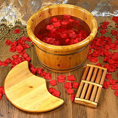 Spa para pies de madera maciza con tapa y masaje miniatura 2