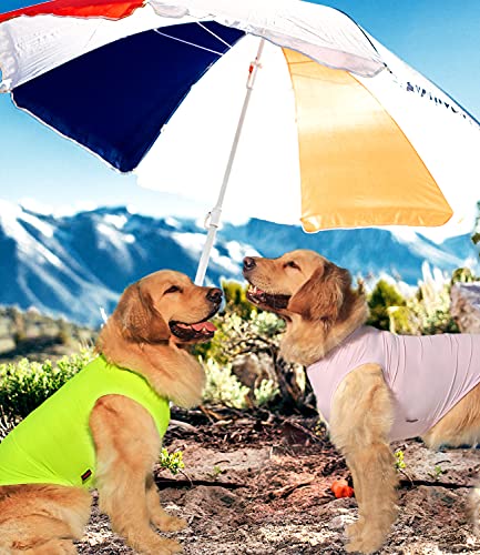 Kickred 2 Pack Hund Kühlung Shirts, EIS Haustier Weste Hund Kleidung für Instant Kühlung, ultraleichte atmungsaktive ärmellose T-Shirts für mittlere Hunde Junge Mädchen (Violett+Grün, XL)