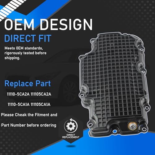 Image of Engine Oil Pan Kit Compatible With 2016-2022 Infiniti Q50 2017-2022 Infiniti Q60 3.0L V6 Rear-Wheel Drive Replaces 11110-5CA2A 111105CA2A 11110-5CA1A 111105CA1A