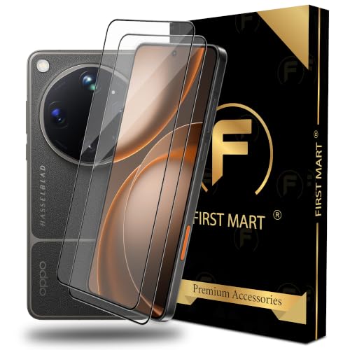 Image of FIRST MART Tempered Glass Screen Protector for Oppo Find X9 Ultra - Full-Glue Screen Guard, 3D Edge to Edge, HD Clear, Bubble-Free, Case-Friendly, Black, Pack of 2