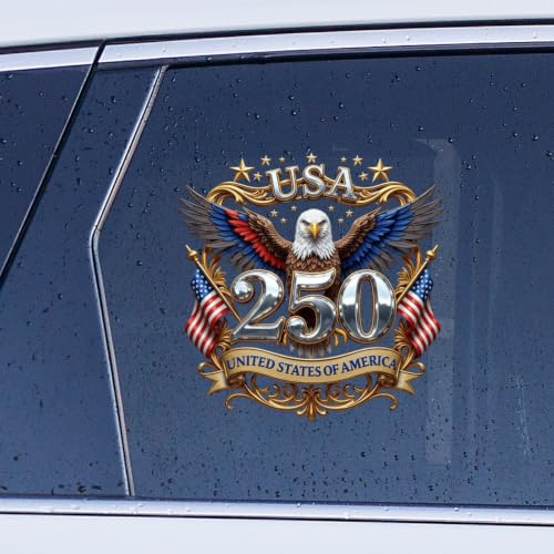 Image of 2pcs 250 Year Anniversary USA Car Window Decal | 1776-2026 American Independence Commemorative Decals USA Patriotic 4th of July Vinyl Bumper Stickers for Car Truck 10 inch