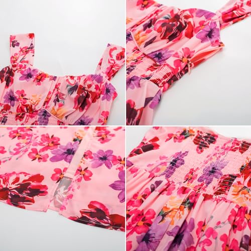 Image of GRACE KARIN 2026 Women's Summer Floral Wedding Guest Dress,Beach Flowy A Line Maxi Off Shoulder Bridesmaid Dresses