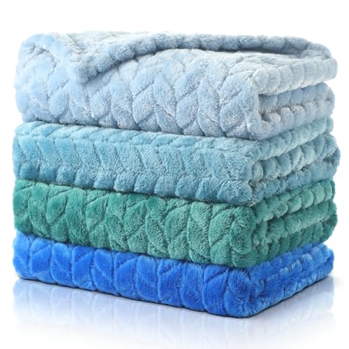Image of Frienda 4 Pcs Baby Fuzzy Blanket Fluffy Baby Blanket for Boys Girls Soft Warm Infant Newborn Toddler Receiving Nursery Bed Supplies, 32 x 24 Inch(Blue Color)