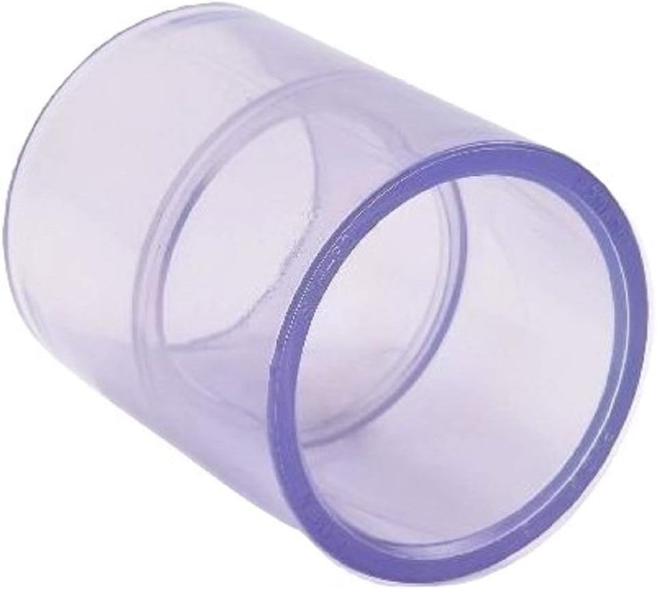 Clear PVC Pipe Fitting (bluish tint) Coupling, Schedule 40/80, 1 1/4 Inch PVC Pipe Socket (1.
