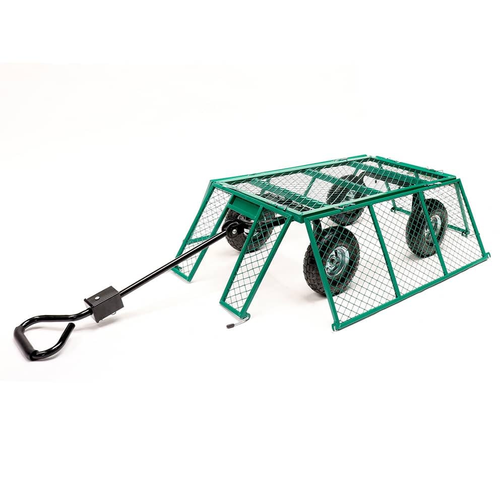 TERRE JARDIN Chariot de Jardin XXL 200 L, 4 Roues, 300 Kg de Charge - Chariot Pliable, Plateforme de Transport, Chariot pour Bois de Chauffage, Remorque avec Attelage, Pneus Gonflables 27 cm