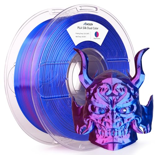 Image of AMOLEN Silk PLA 3D Printer Filament, Shiny Dual Color PLA 1.75mm, Multicolor Change 3D Printing Filament for Most FDM 3D Printer, 1kg Spool(2.2lbs), Blue Fuchsia