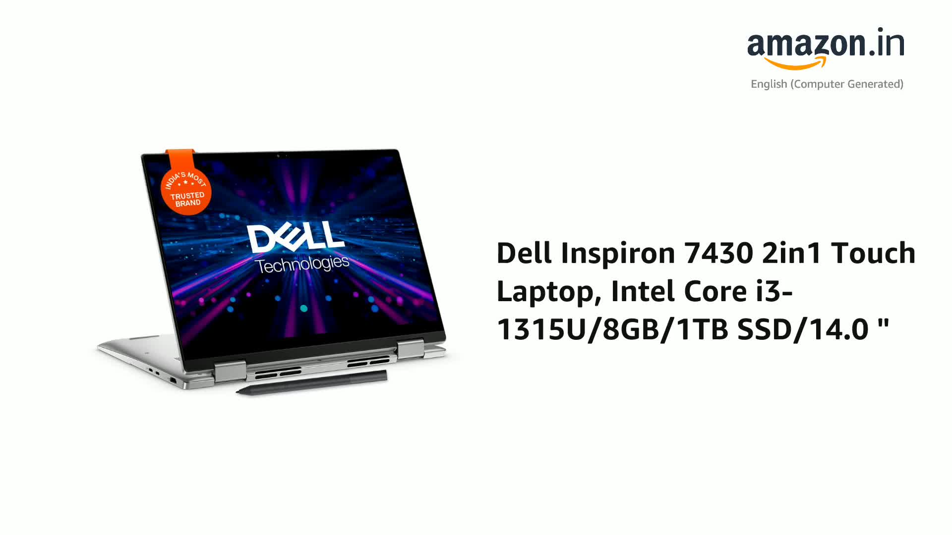 Refurbished) Dell Inspiron 7430 2in1 Touch Laptop, Intel Core i3