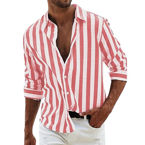 Camisas de verano para hombre, talla grande, camisa de lino para hombre, camisa a rayas para hombre, camisas delgadas de manga larga, camisas gráficas casuales, camisetas suaves, camisa de negocios