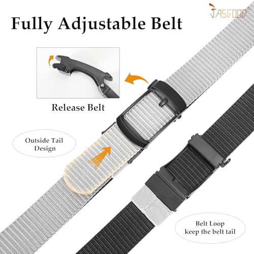 JASGOOD Mens Nylon Ratchet Belt Reversible,Web Casual Belt for Jeans Pants Men Golf Belt 2 In 1 Belt3