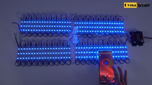 Image of Dyna-Living 200FT RGB LED Storefront Lights for Business APP Bluetooth & IR Controller 400PCS 3-led 5050 SMD LED Module Light with Music Sync Mode IP68 Waterproof Storefront Lights