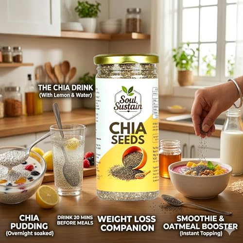 Image of Chia Seeds Raw Superfood 200 GM - Omega‑3 ALA Rich, High Fiber Nutrition, Plant Protein Boost, Gut Health Support, Diet Friendly, Smoothies & Puddings, Baking & Meal Toppers, Seeds for Daily Use
