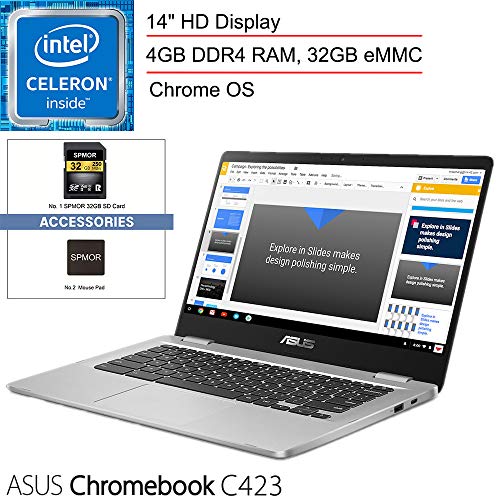 2020 ASUS Chromebook C423 14" Laptop Computer for Business Student, Intel Celeron N3350