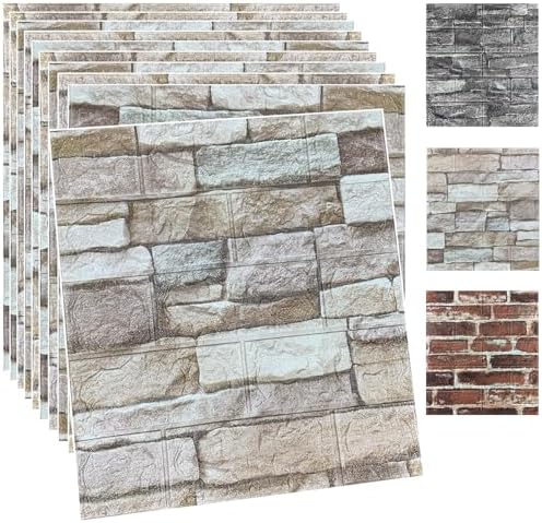10PCS 3D Wall Panels Peel and Stick Foam 3D Brick Wallpaper Peel ...
