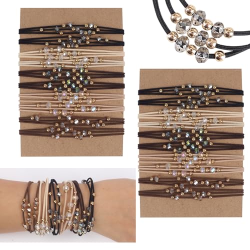 FECASIMY 20 PCS Hair Ties for Women Hair Tie Bracelets Brown Plastic No Damage Hair Elastics Comfortable for Thick or Thin Hair Boho Hair Ties for Ponytail Holders 5 Colors