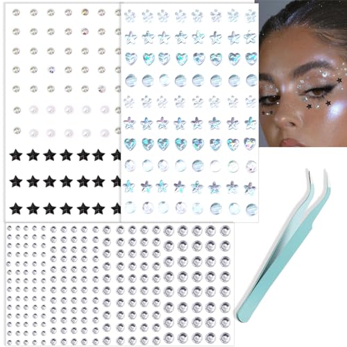 Image of NOOEPC Face Gems Hair Gems, Self-Adhesive Face Jewels Eye Jewels Rhinestones DIY Face Gems Stick on, Hair Body Rhinestones Gems Crystals Pearls for Face Eyes Makeup Body, Crafts