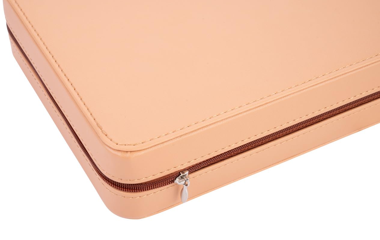 Engelhart - 250501 - Backgammon da Viaggio 9" in Astuccio Beige, Arancione e Nero – Gioco da Tavolo Tascabile