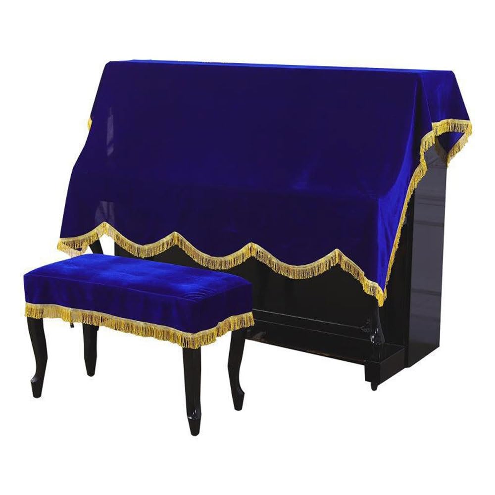 Copritastiera in Velluto per Pianoforte, Protettore Universale Anti-Polvere per Pianoforte a Coda, Tastiera Digitale, Organo/Pianoforte Elettrico(Blue,Full drape 200 * 150cm)