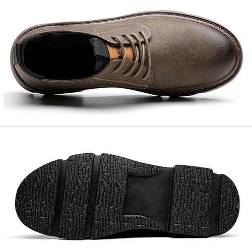 Men's Genuine Leather Lace-Up Formal Oxfords,Fashion Round Toe Casual Business Non-Slip Dress Work Shoes2
