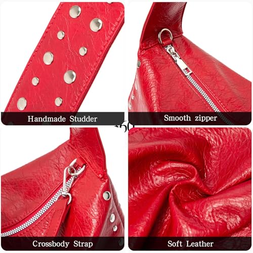 Image of Studded Purses For Women Y2k Shoulder Bag Small Vegan Leather Handbag