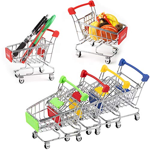 Mini Supermarket Handcart, Shopping Cart Shopping Utility Cart Mode Desk Storage Toy Holder Desk Accessory, Color Random #TOP4