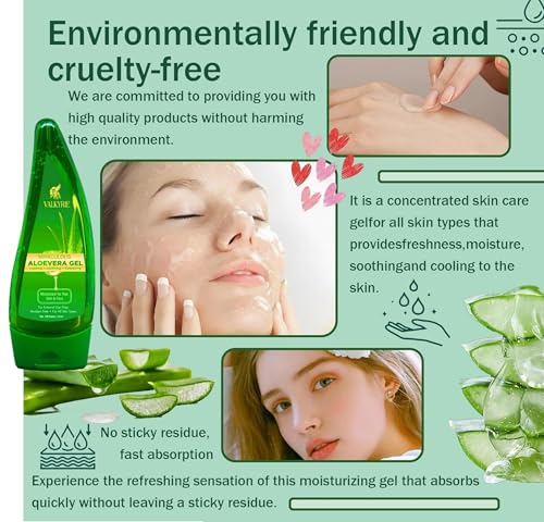 Image of VALKYRIE Aloe Vera Gel for Face & Body Made within 12 Hours of Harvest, 98% Pure Aloe Vera Gel for Skin,Scalp,& Hair, Soothing Aloe Face Moisturizer | Multipurpose Gel (120gm)