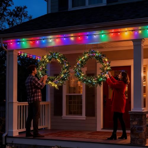 Guirlande de Noël en cèdre vert de 2m70 avec lumières LED intégrées et télécommande