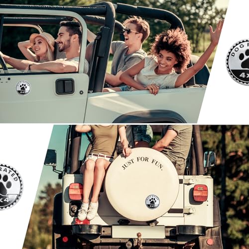 Image of 2 PCS Dogs Badge Rated Car Emblem, 4 x 4 Metal Automotive Badge, 3D Round Metal Car Badges Emblems, Car Badge Decals Stickers Compatible with Jeep Wrangler Vehicles Trucks SUV RV