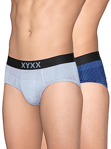 Image of XYXX Men's Blox Tencel Micromodal Regular Fit Printed Antimicrobial Briefs with No Marks Waistband (Pack of 2)