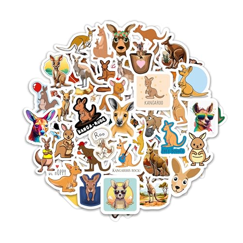 BulbaCraft Kangaroo Stickers for Water Bottle and Laptop - Kangaroo Party Supplies & Decorations, Waterproof Vinyl Decals, Cute Animal and Wildlife Stickers, Gifts for Women & Men
