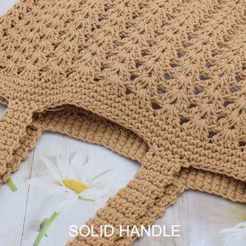 Image of TeeYee Boho Crochet Summer Handbag Handmade Cotton Rope Knit Shoulder Bags for Women Bohemia Tote for Travel