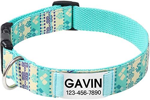 Vcalabashor Personalized Dog Collar/Premium Custom Dog Collar with Staineless Steel Nameplate/Breakaway Buckle/Western Dog Collars/Laser Engraved