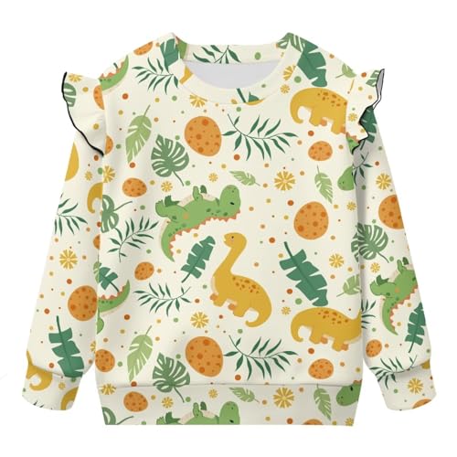 Cute Sweatshirts for Girls Kids Ruffle Shoulder Long Sleeve Casual Round Neck Pullover Tops Age 1-8 Years4