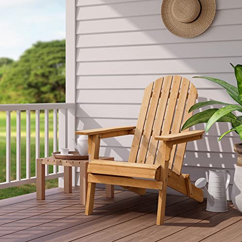 Topeakmart Set Of 3 Folding Adirondack Chair Outdoor Weather Resistant Chairs For Patio Deck Garden, Backyard Deck, Fire Pit, Honey Brown #TOP1