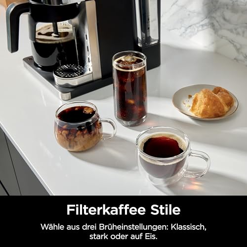 Ninja Prestige 2-in-1 Filterkaffee- und Kapselmaschine mit integriertem Milchaufschäumer, für Latte, Eiskaffee und Flat White, Schwarz CFN802EU