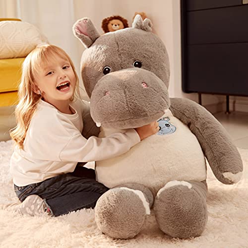 Ikasa Giant Hippo Stuffed Animal - 30" Jumbo Plush Toy, Soft & Cute For Kids, Boys & Girls (Gray) #TOP6